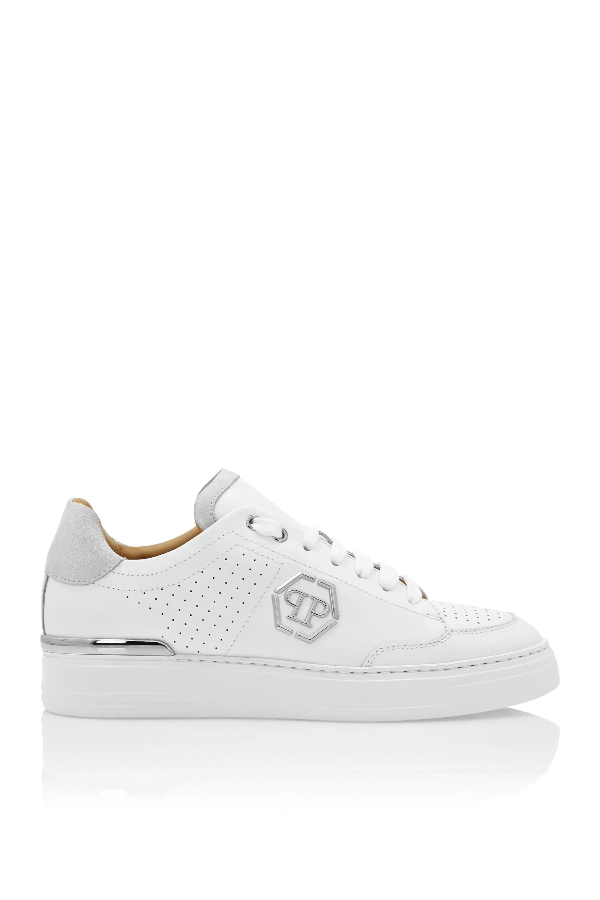 Tênis Branco Philipp Plein Cano Baixo Hexagon