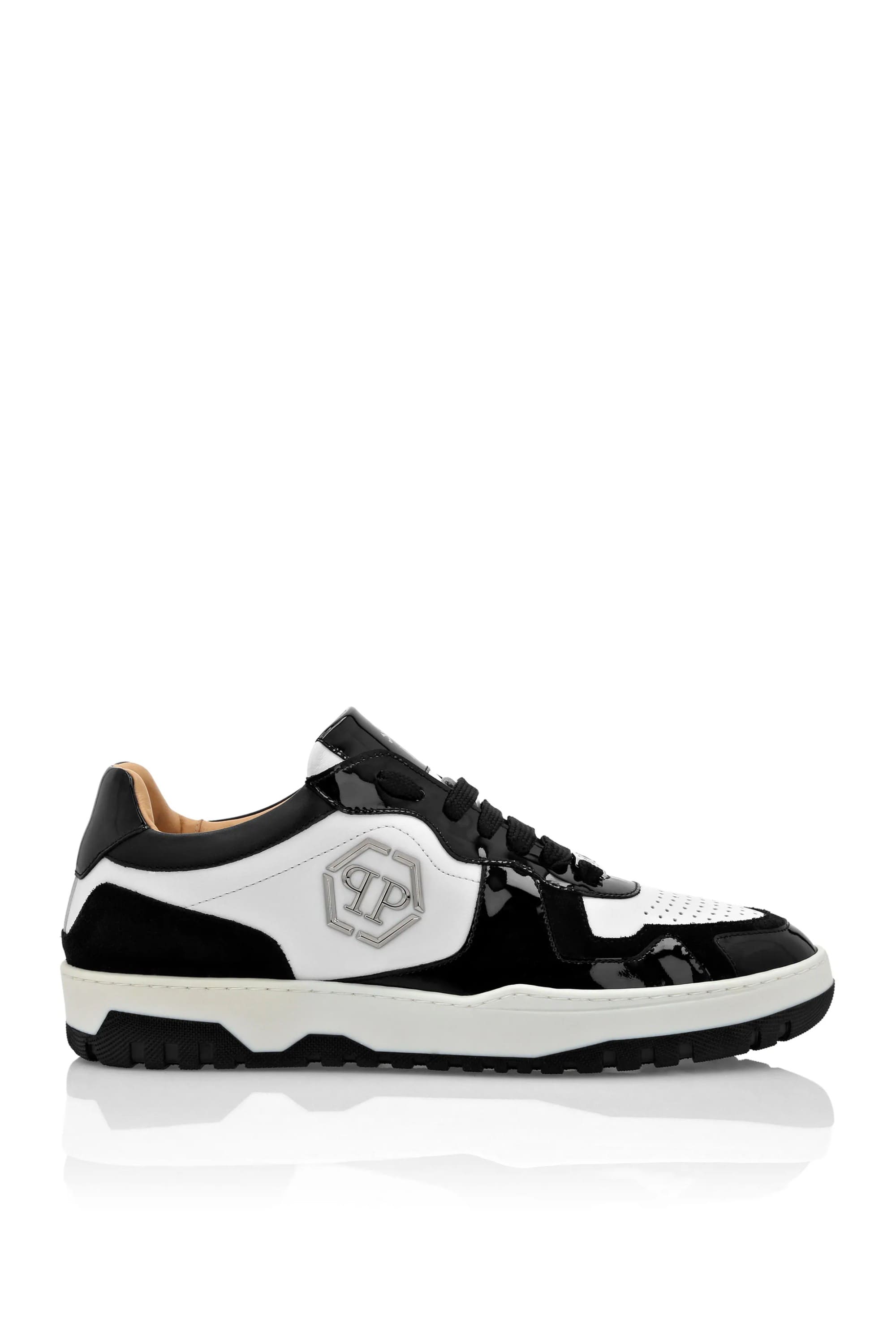 Tênis Philipp Plein Com Placa de Logo Branco/Preto