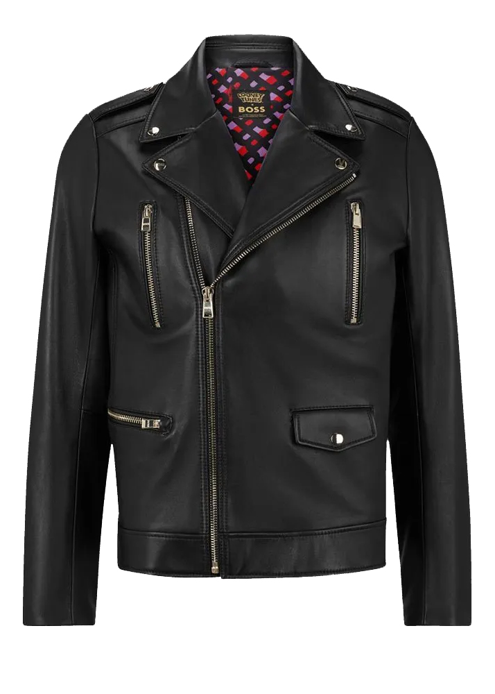 Jaqueta De Couro Looney Tunes X Boss Preto